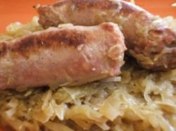 Polish meal Kielbasa and sauerkraut